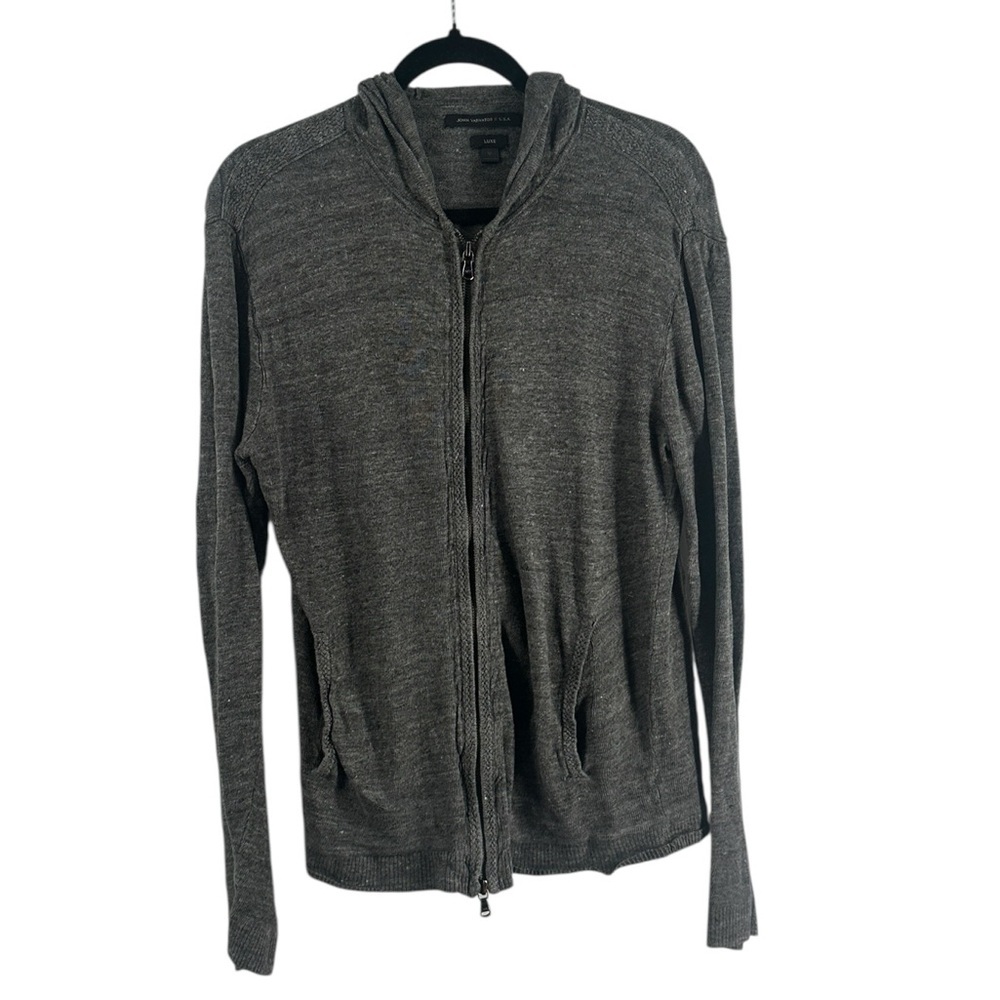 John Varvatos linen zip up hoodie casual classic vacation sz M